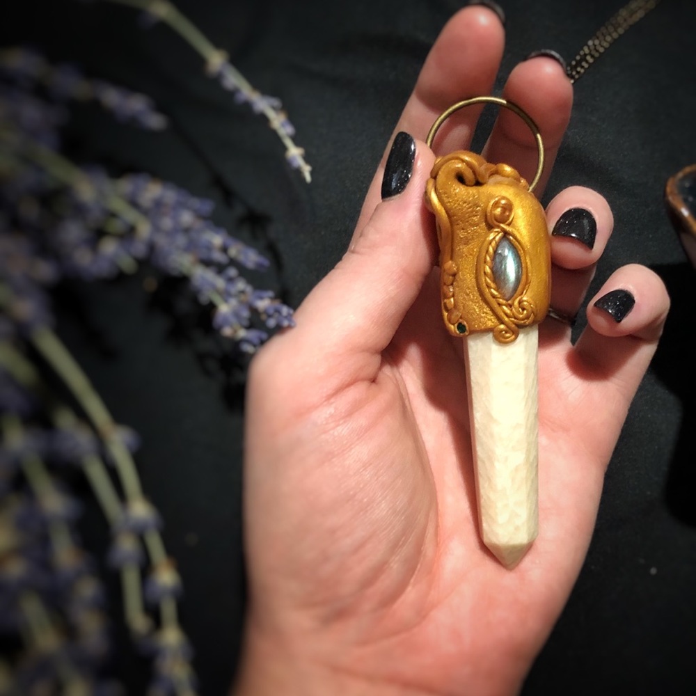 Handmade Necklace- Moonstone Point & Labradorite